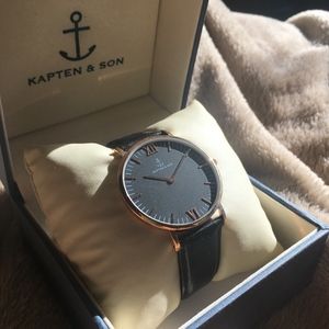 Kapten & Son Leather and Rosegold Watch
